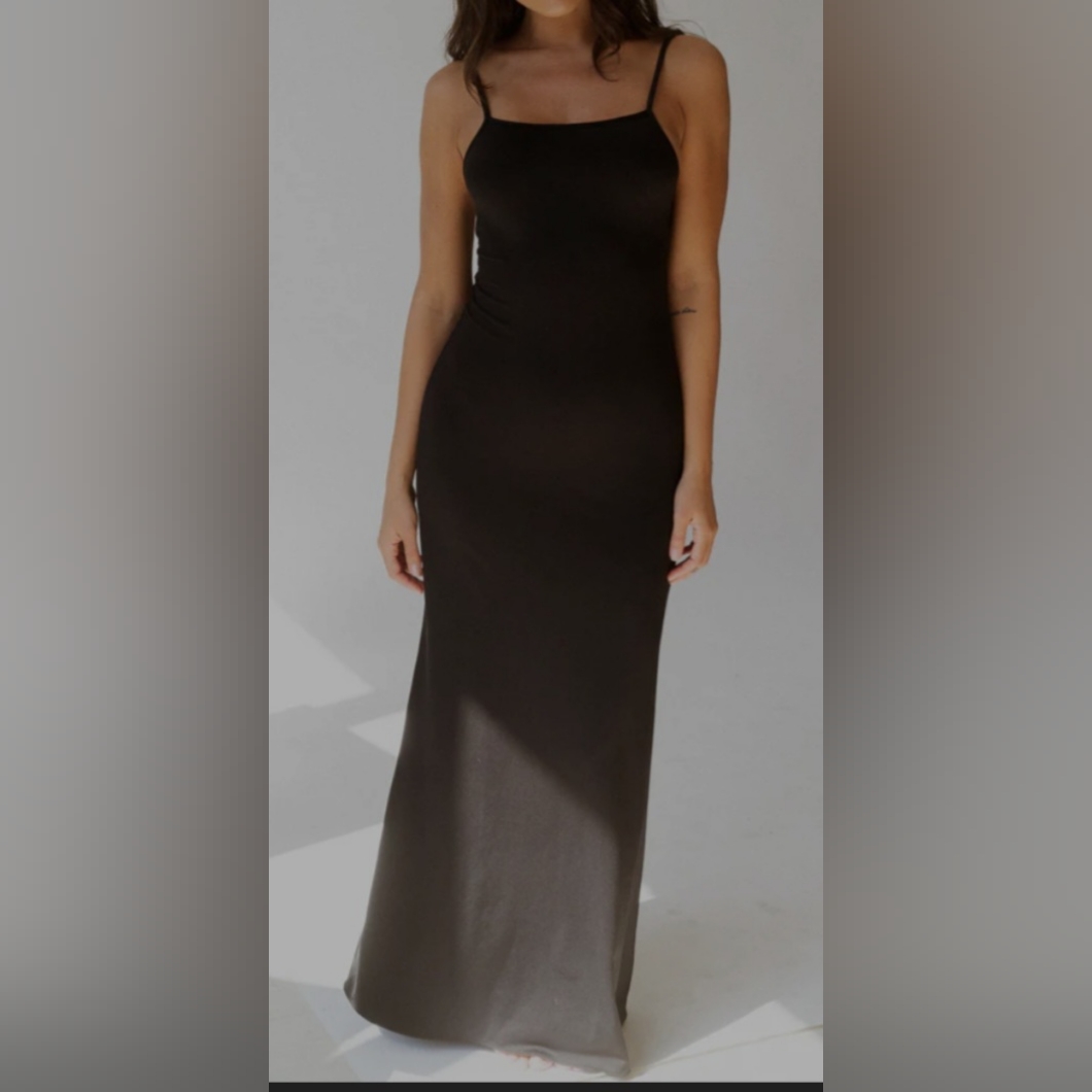 Londre "The Only" Maxi Dress With Adjustable Straps In Olive Green